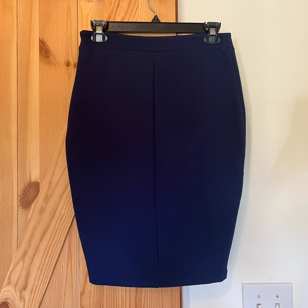 Lulus Pencil It In Navy Blue Bodycon Stretchy Pencil Skirt - Size Small